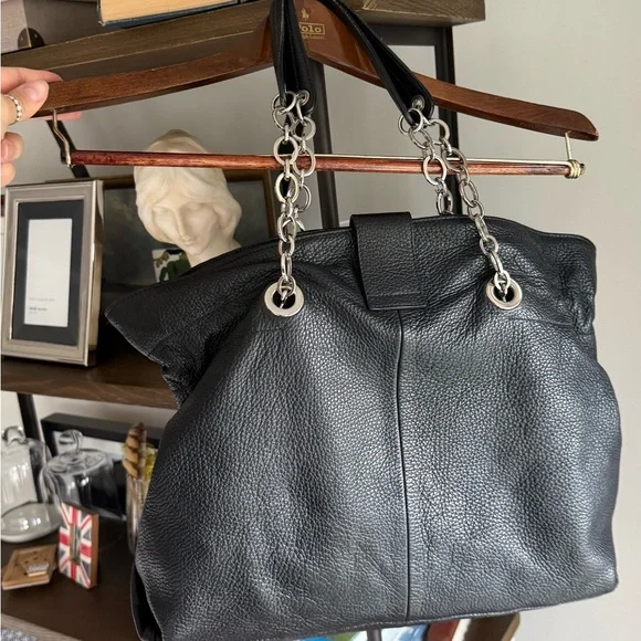 Furla Black Leather Shoulder Bag with Chain Straps - Picture 3 of 9